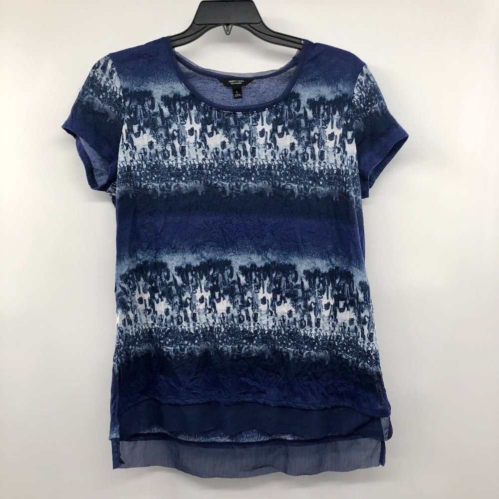 Simply Vera Vera Wang Navy and White Short Sleeve Layered Tee